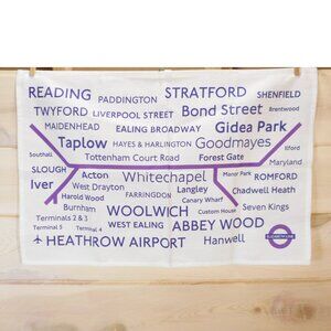 London Underground Souvenir Cotton Tea Towel 28" x 18" NWT New Elizabeth Line